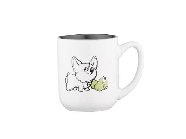 Чашка Ardesto Corgi, 380мл, кераміка, біло-сірий (AR3054) - Фото 1