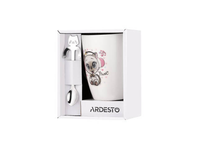 Чашка Ardesto Music, 320мл, порцеляна, нержавіюча сталь, білий (AR3041BS) - Фото 8