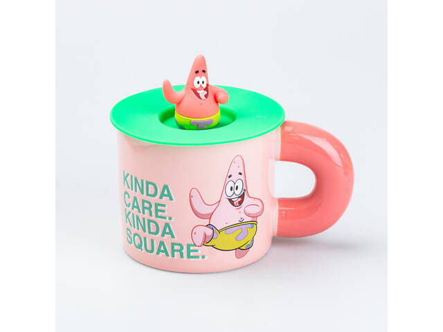 Чашка керамическая с крышкой 'Патрик Стар' 400 мл - Фото 1