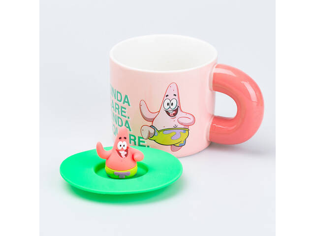 Чашка керамическая с крышкой 'Патрик Стар' 400 мл - Фото 2