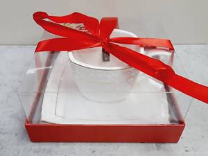 Чашка с блюдцем 240 мл квадратная фарфоровая белая Снежная королева Interos S507009-AGIFT 73059