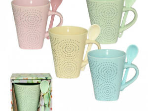 Чашка з ложкою 360мл в асортименті 2167-12