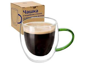 Чашка з подвійною стінкою та кольоровою ручкою 250мл 202-27 ТМ SNT