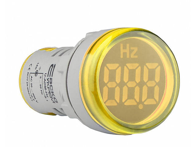 Частотомір цифровий 5-99Hz ᴓ22мм круглий жовтий [A0190010165] U-ADM-Hz АСКО - Фото 1