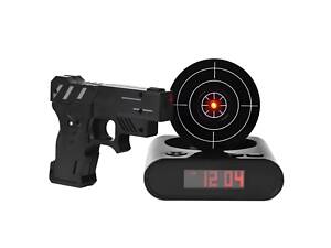 Часы-будильник мишень и пистолет Gun Alarm Clock с интерактивной функцией выключения выстрелом веселый будильник