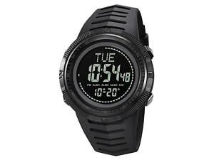 Часы мужские спортивные с компасом Skmei 2147 Compass (Черные с черным циферблатом)