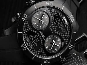 Часы наручные мужские SKMEI 1355BK, противоударные часы, часы для военнослужащих. Цвет: черный