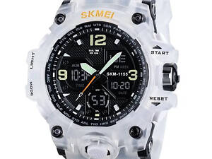 Часы наручные мужские SKMEI 1155BWT, наручные часы для военных, фирменные спортивные часы. Цвет: белый