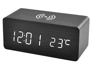 Часы настольные Grunhelm VST-889-4 черные с белой подсветкой