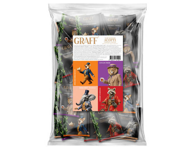 Чай Graff Assorted Tea Flavors Асортимент чаю чорного байхового 12 пакетиків x 4 види (4820279611204) - Фото 1
