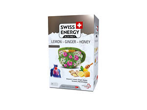 Чай проти застуди, Herbal tea LEMON — GINGER — HONEY, Swiss Energy, проти кашлю, болю в горлі та закладеності носа, альпійські трави,