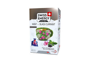 Чай проти застуди, Herbal tea MINT — BLACK CURRANT, Swiss Energy, проти кашлю, болю в горлі та закладеності носа, альпійські трави, м'ята