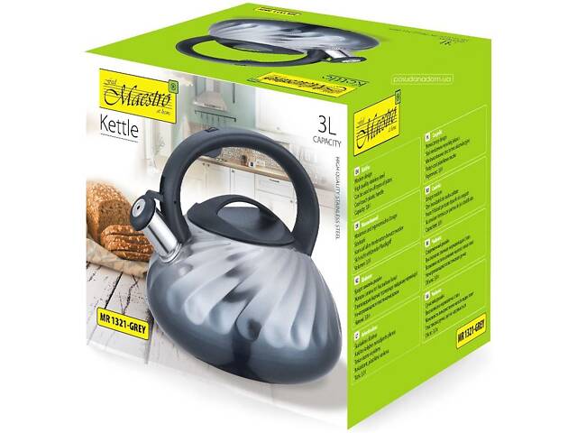 Чайник з нержавіючої сталі 3 л Maestro MR-1321 Grey - Фото 3