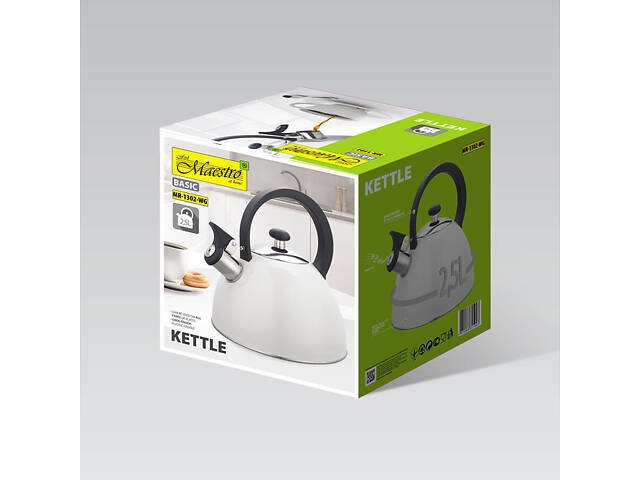 Чайник із свистком Maestro МR-1302WG 2.5 л білий - Фото 4