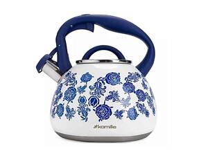 Чайник 2,7л нерж. сталь со свистком и ручкой soft touch (цветы) 870 ТМ KAMILLE