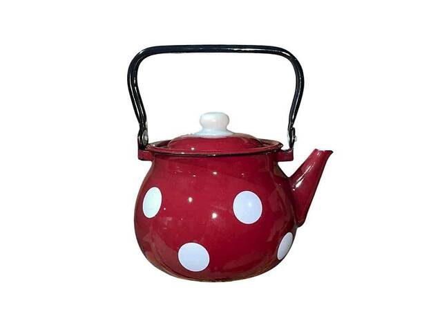 Чайник емальований 2,5л /4 Білий горох (бордо) I2710/4 ТМ IDILIA - Фото 1