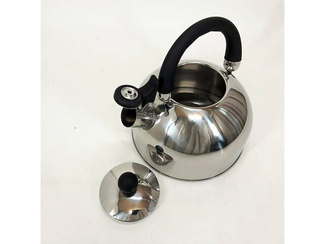 Чайник Unique із свистком UN-5302 2,5л, гарний чайник для газової плити, чайник на плиту. Колір: чорний - Фото 2