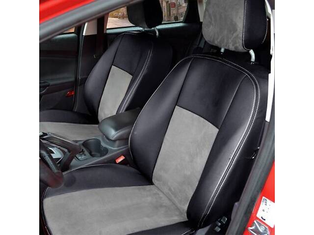 Чохли на сидіння Hyundai Santa Fe 2006-2013 з Екошкіри і Алькантари (Союз-Авто)  
