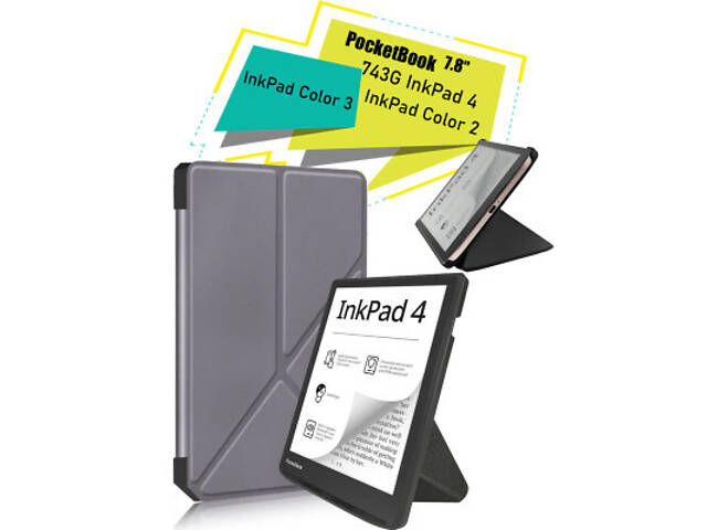 Чохол для електронної книги BeCover Ultra Slim Origami PocketBook 743G InkPad 4/InkPad Color 2/InkPad Color 3 (7.8') Gra - Фото 1