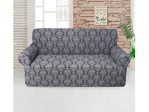 Чехол на диван жаккардовый трехместный без оборки Love You 81125 серый