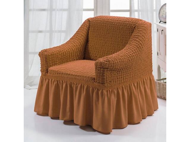 Чохол на крісло з спідницею Темно-гірчичний Burumcuk Arya Туреччина AR-1063214-gorchica - Фото 1