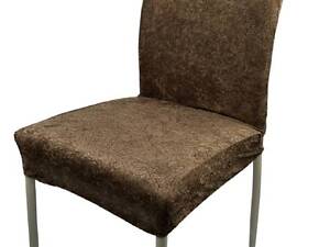 Чехол на стул универсальный Evibu Турция Велюр текстурный 50698 коричневый
