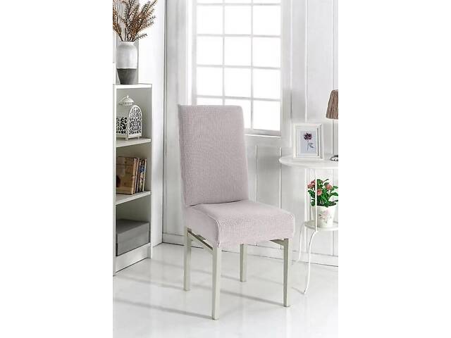 Чехол на стул универсальный светло-серый квадратик Evibu Турция 50657 - Фото 1