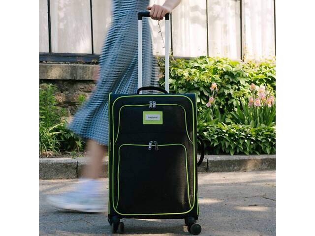 Валіза Bagland Валенсия 46х65 см Чорно-зелена ('972918876') - Фото 1