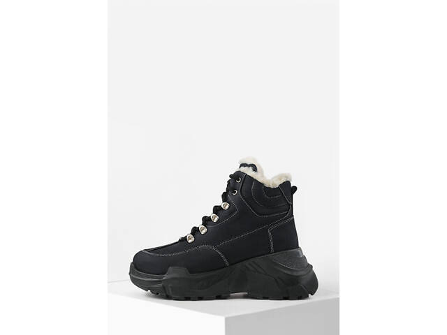 Ботинки зимние синие нубук толстая подошва платформа - Фото 2