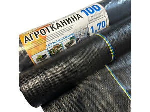 Черная агроткань 100 г/м² 1.7x50 м от ТМ Shadow для защиты от сорняков и мульчирования в садоводстве и
