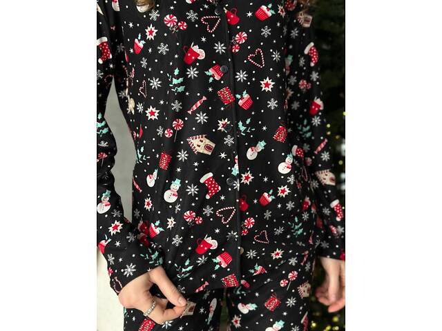 Чорна новорічна піжама XL - Фото 3