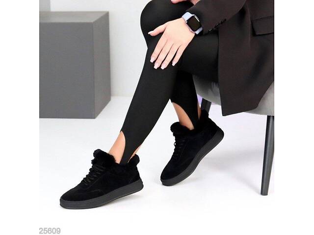 Чорні зимові кросівки з хутром, кросівки Arianna 36,39,41р код 25609 - Фото 4