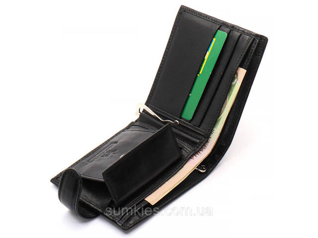 Чорне шкіряне чоловіче портмоне із затискачем для грошей Marco Coverna MC-2006H-1 - Фото 6