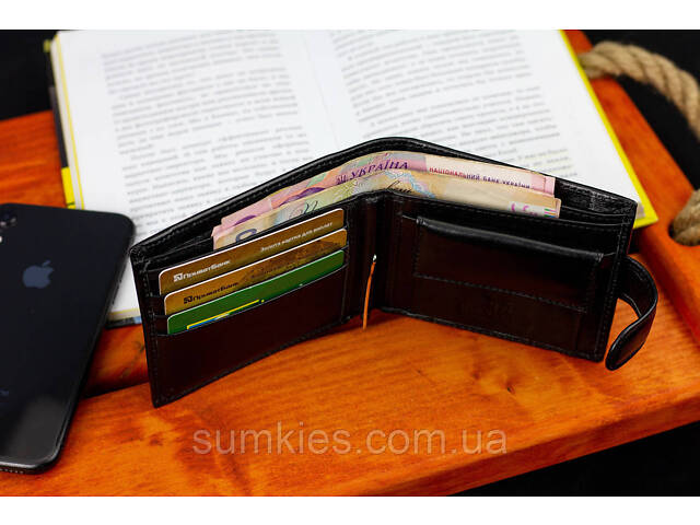 Чорне шкіряне чоловіче портмоне із затискачем для грошей Marco Coverna MC-2006H-1 - Фото 9