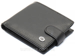 Чорне чоловіче портмоне з натуральної шкіри з фіксацією ST Leather ST103