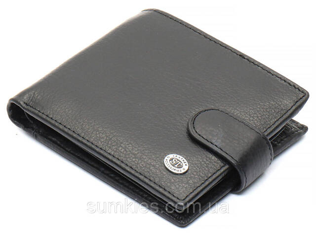 Чорне чоловіче портмоне з натуральної шкіри з фіксацією ST Leather ST103 - Фото 1