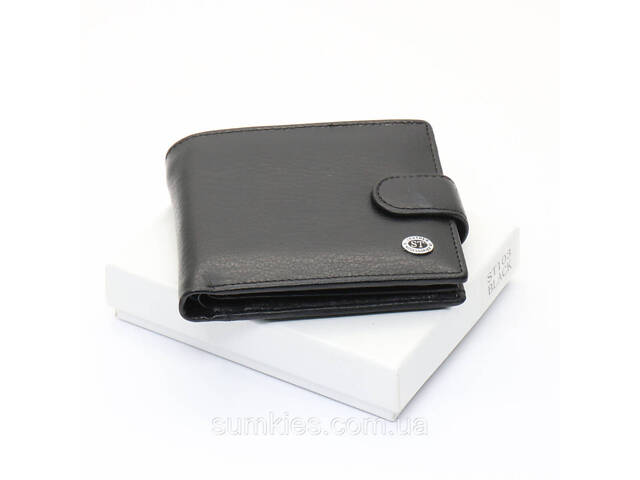 Чорне чоловіче портмоне з натуральної шкіри з фіксацією ST Leather ST103 - Фото 2