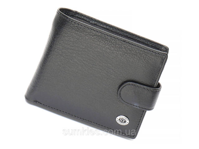 Чорне чоловіче портмоне з натуральної шкіри з фіксацією ST Leather ST103 - Фото 3