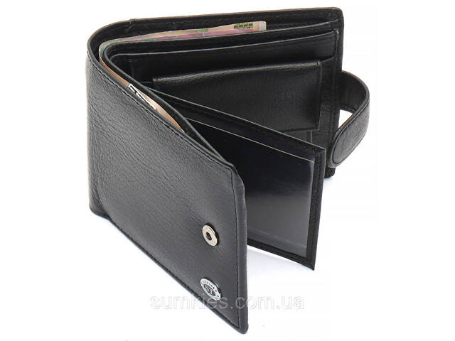Чорне чоловіче портмоне з натуральної шкіри з фіксацією ST Leather ST103 - Фото 7