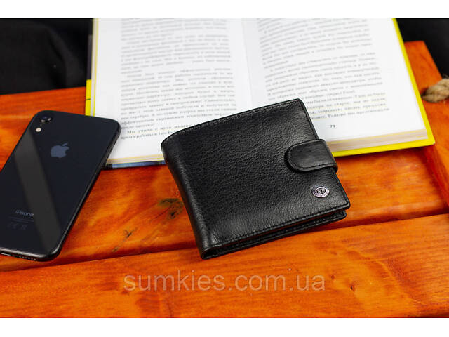 Чорне чоловіче портмоне з натуральної шкіри з фіксацією ST Leather ST103 - Фото 8