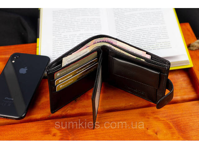 Чорне чоловіче портмоне з натуральної шкіри з фіксацією ST Leather ST103 - Фото 9