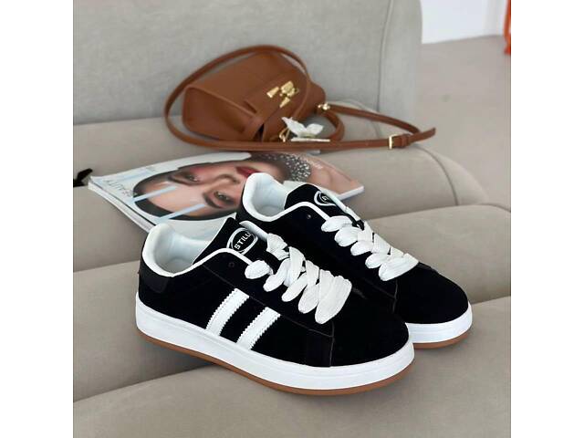 Чорні жіночі кросівки, еко-замш, campus 37-41р код 9742 23.5, 37 - Фото 2