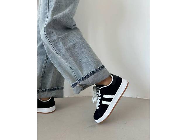 Чорні жіночі кросівки, еко-замш, campus 37-41р код 9742 23.5, 37 - Фото 3