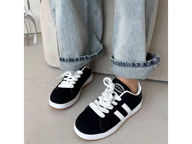 Чорні жіночі кросівки, еко-замш, campus 37-41р код 9742 23.5, 37 - Фото 4