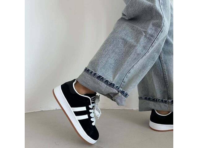 Чорні жіночі кросівки, еко-замш, campus 37-41р код 9742 23.5, 37 - Фото 5