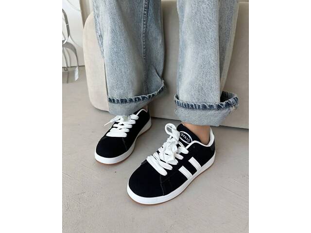 Чорні жіночі кросівки, еко-замш, campus 37-41р код 9742 23.5, 37 - Фото 7