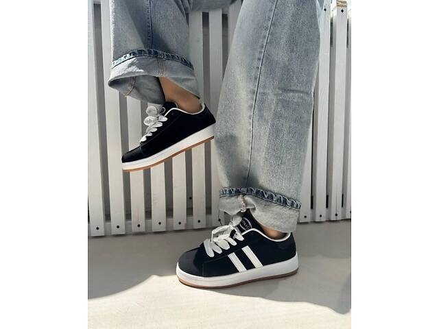 Чорні жіночі кросівки, еко-замш, campus 37-41р код 9742 23.5, 37 - Фото 8