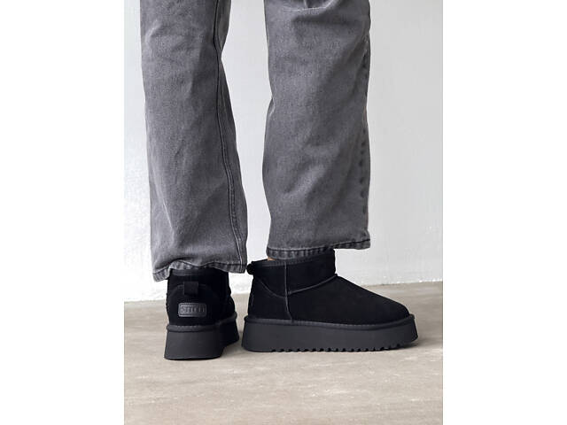 Чорні уггі платформа, натуральна замша 40р -26 см код 11192 - Фото 2