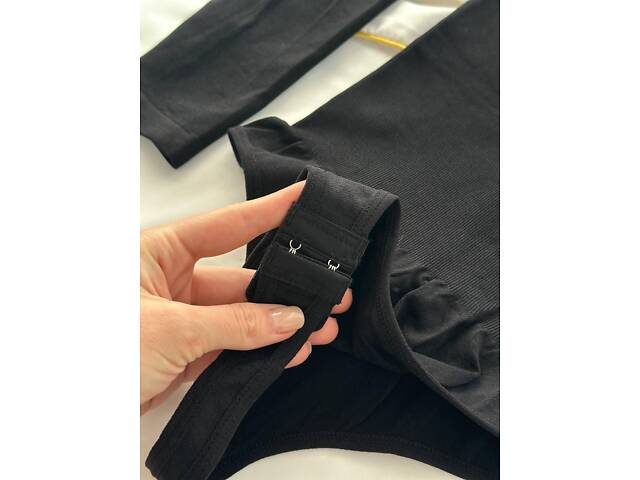 Чорний коригуючий боді із довгими рукавами DO3854 2XL - Фото 8