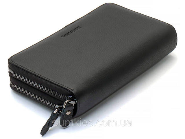 Чорний гаманець-клатч на дві блискавки з натуральної шкіри Marco Coverna B-5902B-1Q - Фото 1